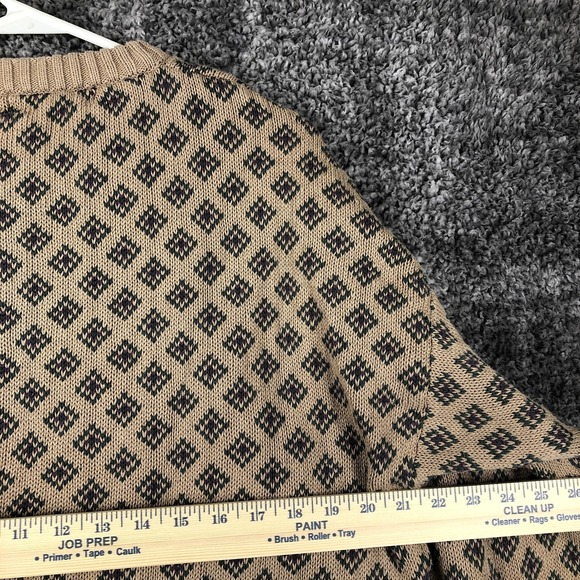 Vintage Eddie Bauer Sweater Mens XL Beige Argyle Knit Cotton Crewneck 90s - Picture 6 of 7